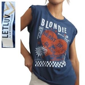 💙 Letluv Blondie “Heart of Glass” Graphic Tee | Blue | Size XS | Excellent
